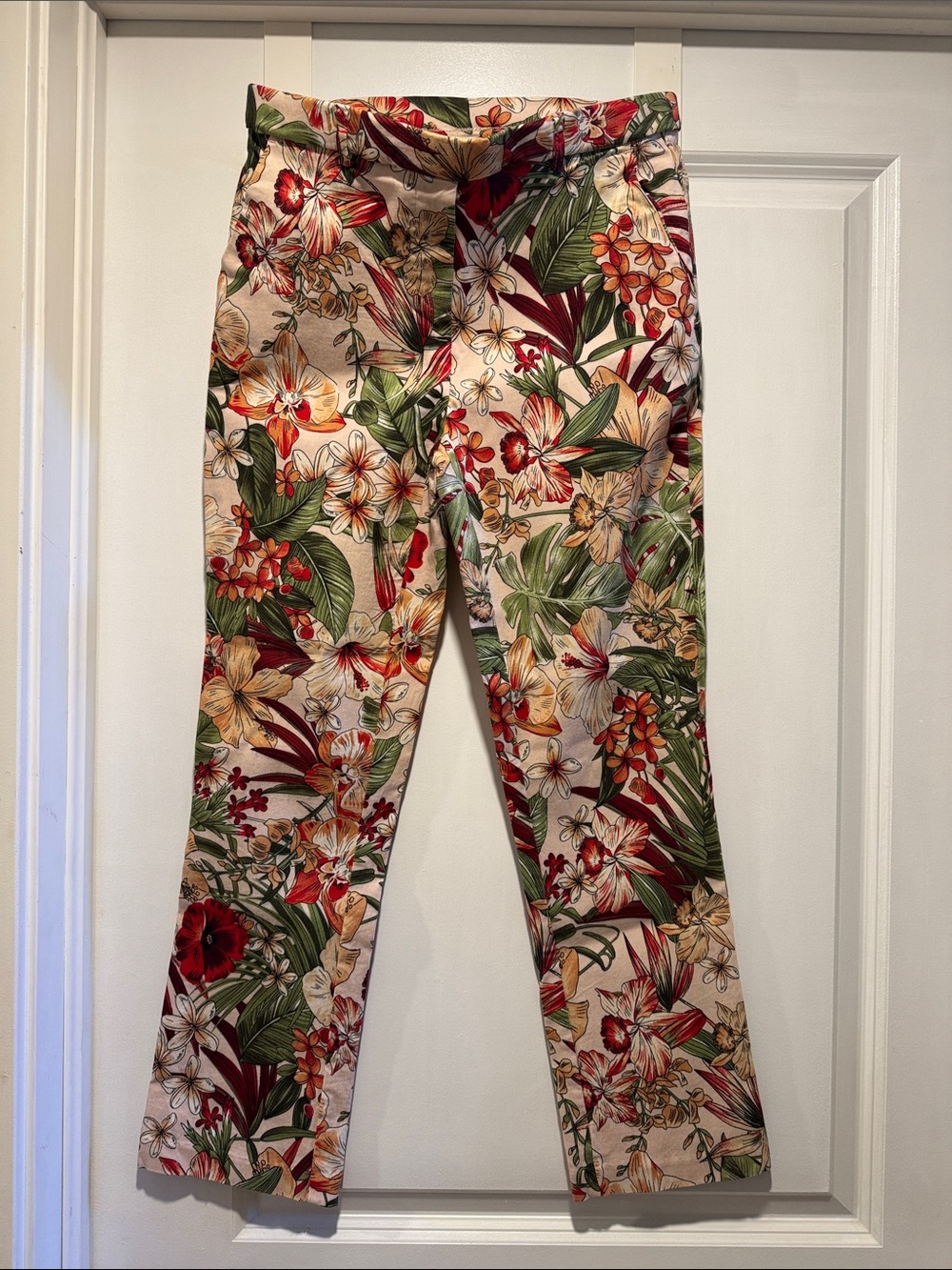 Jules & Leopold Floral Chinos in Cream with Green & Red Accents